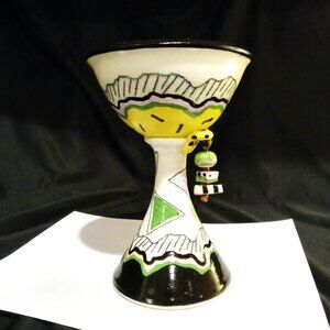 Fantastic ELISA KIETZER signed and dated 1988 goblet with original ceramic tassl